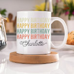 Vintage Happy Birthday Mug for Mum, Girl & Grandma<br><div class="desc">Celebrate with timeless charm! This Vintage Happy Birthday mug is a sweet and thoughtful gift for women, girls, moms, grandmas, and kids. Perfect as a birthday favour or keepsake they’ll use and treasure year-round. Classic, cute, and personal! vintage birthday mug, happy birthday mug, birthday mug for women, birthday mug for...</div>