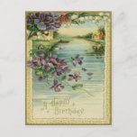 Vintage Happy Birthday Postcard<br><div class="desc">Pretty little vintage postcard,  with Birthday Greetings.</div>