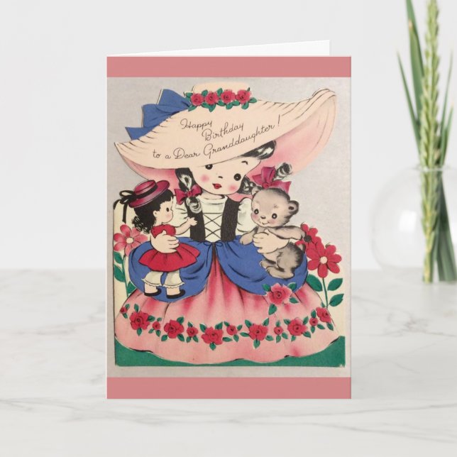 Vintage - Happy Birthday to a Dear Granddaughter, Card (Front)