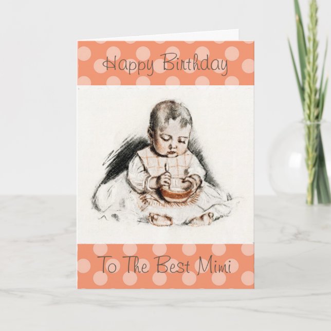 Vintage Happy Birthday to the Best Mimi Card (Front)