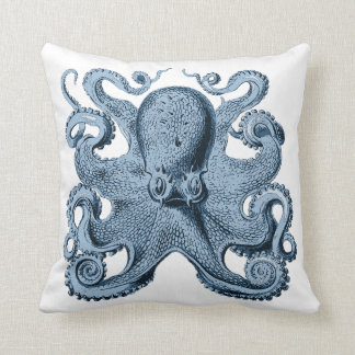 Vintage Happy Blue Octopus Pillow