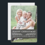 Vintage Happy Christmas Photo Card Chalkboard<br><div class="desc">Happy Christmas customizable name and photo card in rustic country chalkboard pattern with vintage details. Add your custom text to this card to create a unique christmas greeting this holiday season for friends and family.</div>