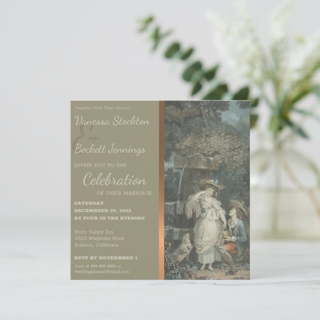 Vintage Happy Couple  Wedding Invitation (Standing Front)