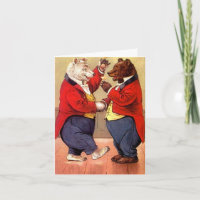 Vintage Happy Dancing Bears Toast Thank You Card