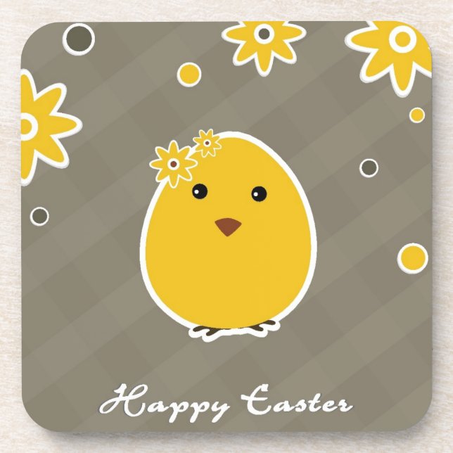 Vintage Happy Easter background Coaster (Front)