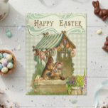 Vintage Happy Easter Bunny House Spring Postcard<br><div class="desc">This design may be personalised by choosing the customise further option to add text. Contact me at colorflowcreations@gmail.com if you with to have this design on another product. Purchase my original abstract acrylic painting for sale at www.etsy.com/shop/colorflowart. See more of my creations or follow me at www.facebook.com/colorflowcreations, www.instagram.com/colorflowcreations, www.twitter.com/colorflowart, and...</div>