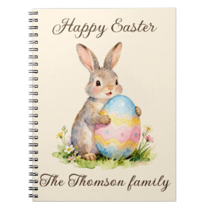 Vintage Happy Easter Bunny with Egg Family Notebook