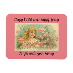 Vintage Happy Easter Girl Magnet