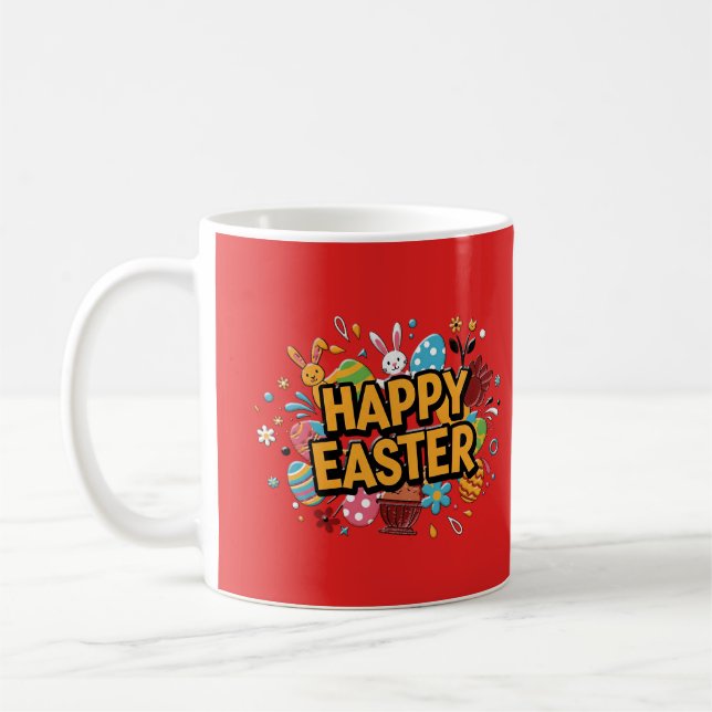 Vintage Happy Easter Retro Coffee Mug (Left)