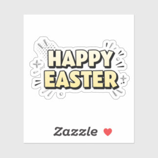 Vintage Happy Easter Typographic Sticker