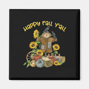 Vintage Happy Fall Y'all Scarecrow Thanksgiving Ha Magnet