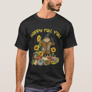 Vintage Happy Fall Y'all Scarecrow Thanksgiving Ha T-Shirt