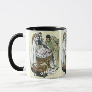 Vintage Happy Fathers Day, Victorian Baby Bassinet Mug