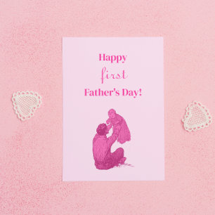 Vintage Happy first Father's Day - It's a girl! Postcard