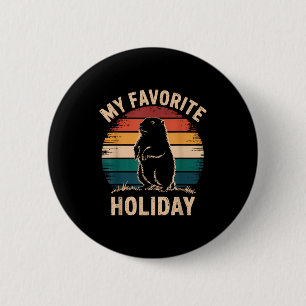 Vintage Happy Groundhog Day 2025 Funny Woodchuck G 6 Cm Round Badge