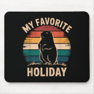 Vintage Happy Groundhog Day 2025 Funny Woodchuck G Mouse Pad