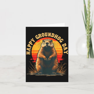 Vintage Happy Groundhog Day 2025 Funny Woodchuck S Card