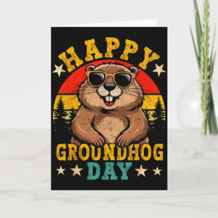 Vintage Happy Groundhog Day Animal Lover Men Women Card