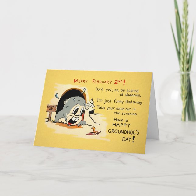 Vintage Happy Groundhog Day Card (Front)