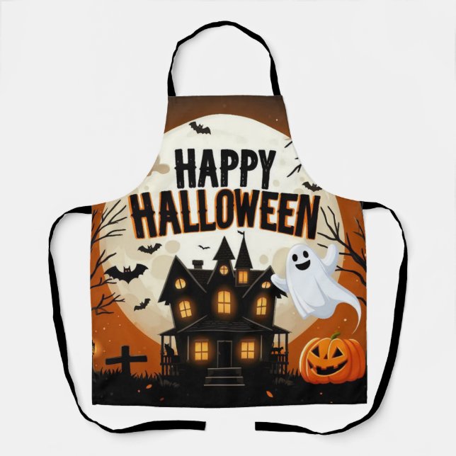 Vintage happy Halloween art Apron (Front)
