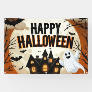 Vintage happy Halloween art Banner