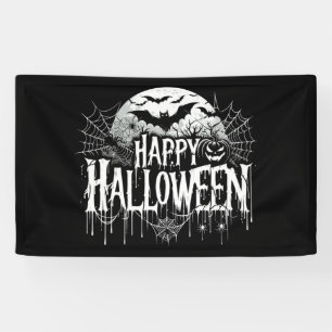 Vintage happy Halloween art Banner