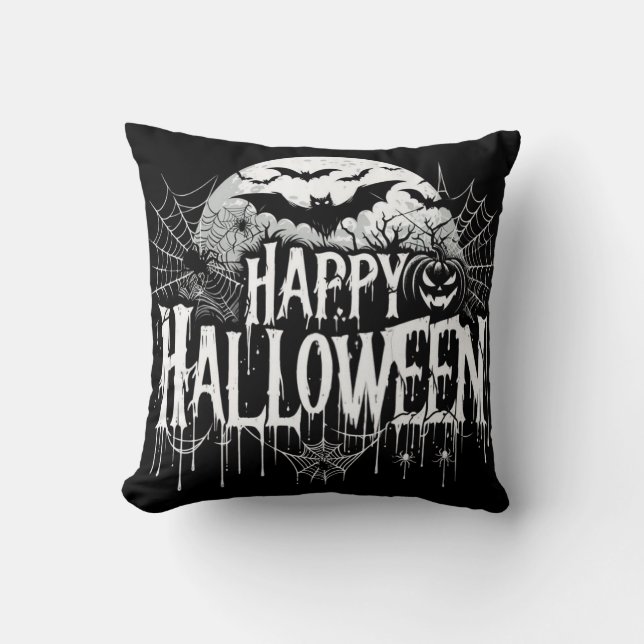 Vintage happy Halloween art Cushion (Front)