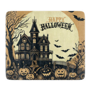 Vintage happy Halloween art Cutting Board
