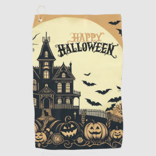 Vintage happy Halloween art Golf Towel