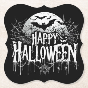 Vintage happy Halloween art Paper Coaster
