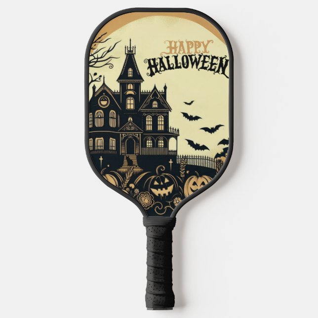 Vintage happy Halloween art Pickleball Paddle (Front)