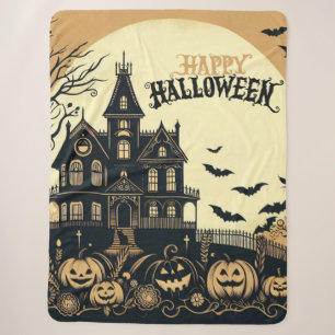Vintage happy Halloween art Sherpa Blanket