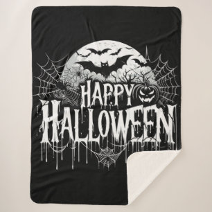 Vintage happy Halloween art Sherpa Blanket