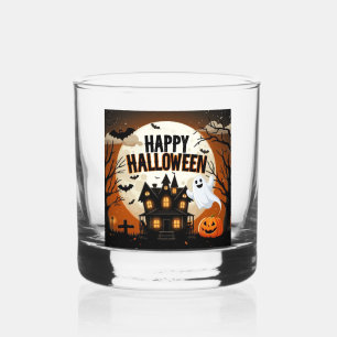 Vintage happy Halloween art Whiskey Glass