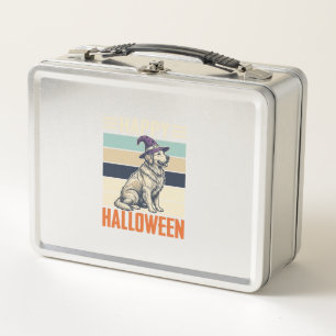 Vintage Happy Halloween Dog Witch Hat Shirt Design Metal Lunch Box