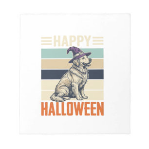 Vintage Happy Halloween Dog Witch Hat Shirt Design Notepad