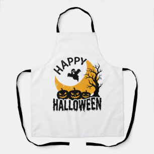 Vintage Happy Halloween Ghost Pumpkin Shirt Design Apron