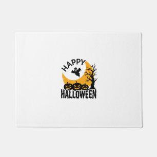 Vintage Happy Halloween Ghost Pumpkin Shirt Design Doormat