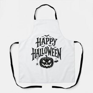 Vintage Happy Halloween Pumpkin Bat Shirt Design_1 Apron