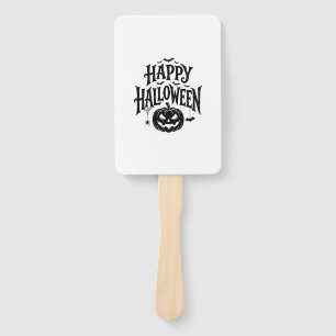 Vintage Happy Halloween Pumpkin Bat Shirt Design_1 Hand Fan
