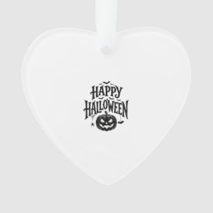 Vintage Happy Halloween Pumpkin Bat Shirt Design_1 Ornament