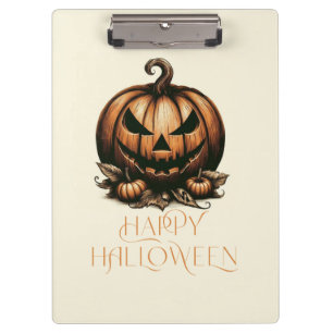 Vintage happy Halloween pumpkin Clipboard