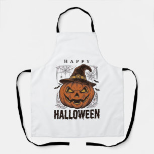 Vintage Happy Halloween Pumpkin Engraving Design_1 Apron