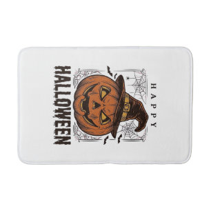 Vintage Happy Halloween Pumpkin Engraving Design_1 Bath Mat