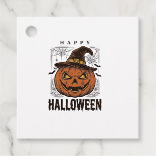 Vintage Happy Halloween Pumpkin Engraving Design_1 Favour Tags