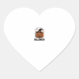 Vintage Happy Halloween Pumpkin Engraving Design_1 Heart Sticker