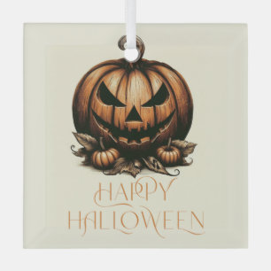 Vintage happy Halloween pumpkin Glass Tree Decoration