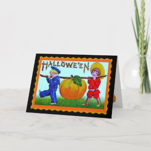 Vintage Happy Halloween Pumpkin - Halloween Card