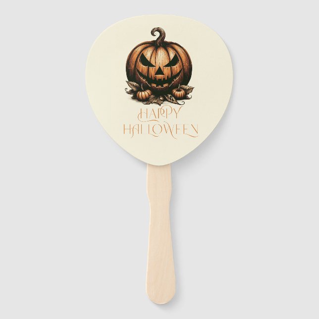 Vintage happy Halloween pumpkin Hand Fan (Front)