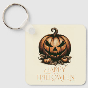Vintage happy Halloween pumpkin Key Ring